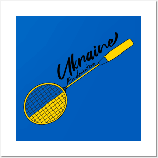 Ukraine Flag of Badminton Racquet Support (Ukraine) Badminton Pride Flag Posters and Art